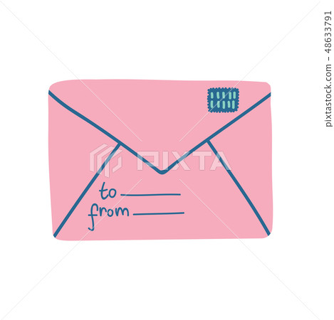 Pink Retro Mail Envelope with Stamp Vector Illustration 48633791