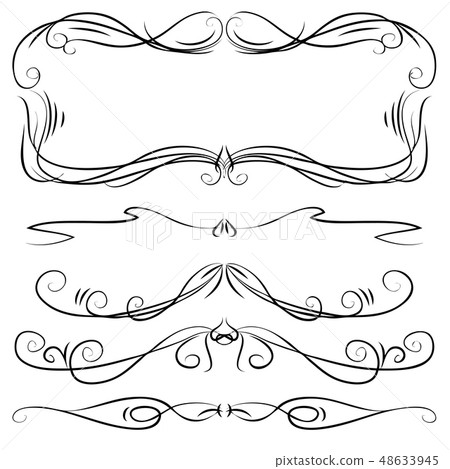 Hand drawn vector vintage swirl borders frames set Hand drawn vector vintage swirl borders frames set 48633945