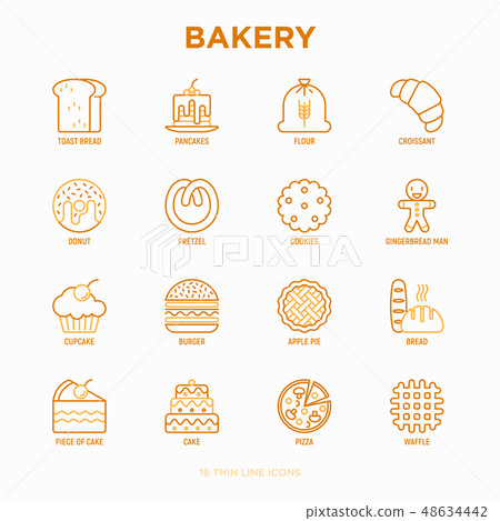 Bakery thin line icons set - Stock Illustration [48634442] - PIXTA