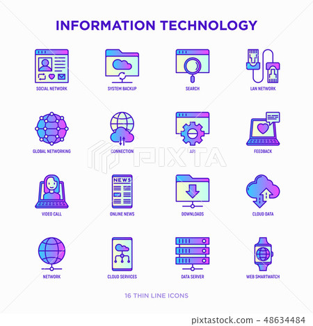 Information technology thin line icons set Information technology thin line icons set 48634484