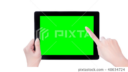 Feminine hand intelligent hand machine flat electric reed clipping mockup clipping path mockup path 48634724
