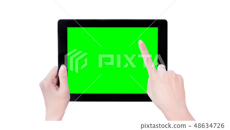 Feminine hand intelligent hand machine flat electric reed clipping mockup clipping path mockup path 48634726