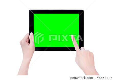 Feminine hand intelligent hand machine flat electric reed clipping mockup clipping path mockup path 48634727