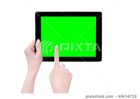 Feminine hand intelligent hand machine flat electric reed clipping mockup clipping path mockup path 48634728