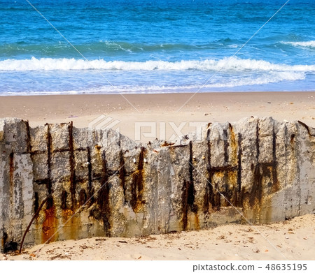 Reinforced concrete structure on the beach, Reinforced concrete structure on the beach, 48635195