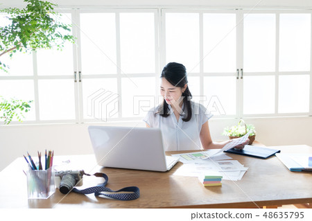 Business female desk work Business female desk work 48635795