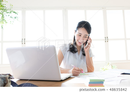 Business female desk work Business female desk work 48635842