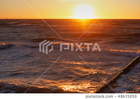 sunrise on the sea coast, sunset on the sea 48635850