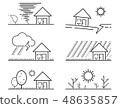 set of black isolated natural disaster symbol 48635857