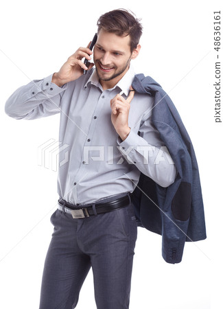 Young man talking on mobilephone. 48636161