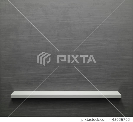 Empty shelf on a gray metal wall. Template 48636703