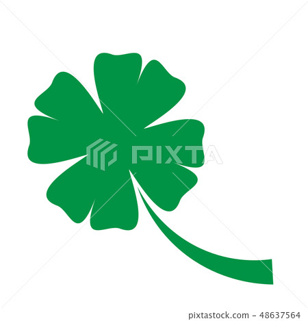 Shamrock - green four leaf clover icon. Good luck theme design element. Simple geometrical shape 48637564