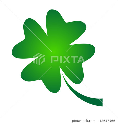 Shamrock - green gradient four leaf clover icon. Good luck theme design element. Simple geometrical 48637566