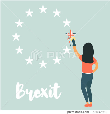 Girl washing out Great Britain from EU emblem 48637980