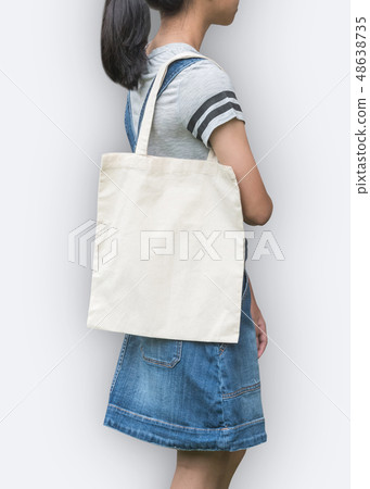 Canvas tote bag mockup cotton fabric texture 48638735