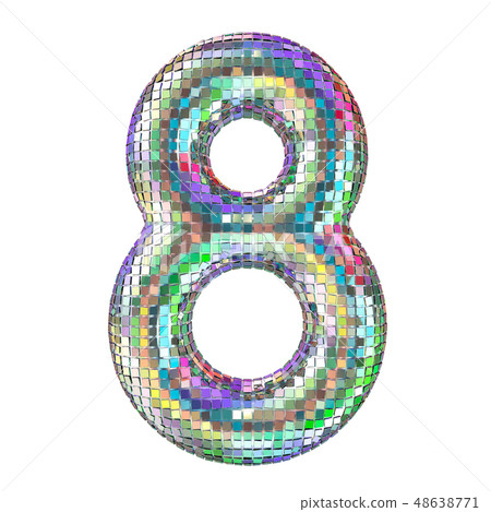 Disco font, number 8 from glitter mirror facets. Disco font, number 8 from glitter mirror facets. 48638771