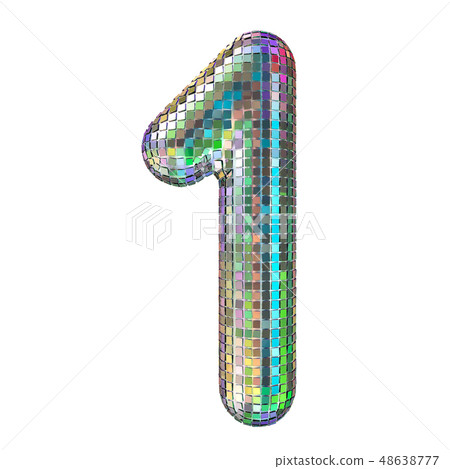 Disco font, number 1 from glitter mirror facets. 48638777