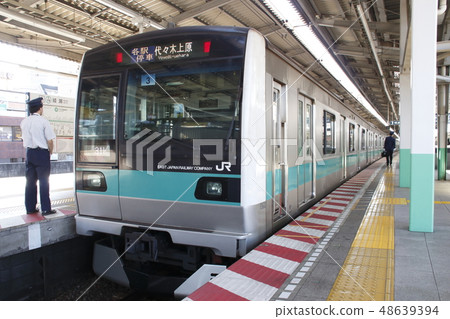 Jl Joban Line Stops At E233 Series Stock Photo