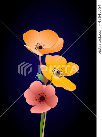 Vector leaves and colorful flowers vector illustration Vector leaves and colorful flowers vector illustration 48640554