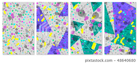 Pop art color background. Set of Memphis pattern Pop art color background. Set of Memphis pattern 48640680