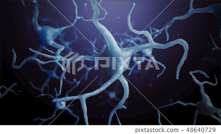 3d render Neuron cells connections world abstract 48640729