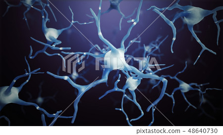 3d render Neuron cells connections world abstract 48640730