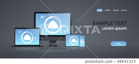 internet connection mobile and computer application cloud synchronization tablet smartphone pc 48641323