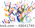 A lot of multicolored hand prints on white 48641740