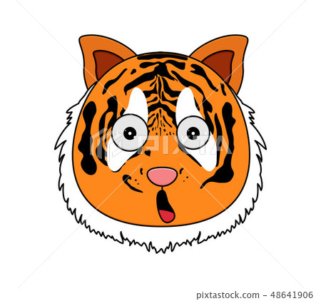 Head of tiger in cartoon style. Kawaii animal. 48641906
