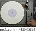 Vintage vinyl turntable with vinyl plate. Listen to music. Top view. 48641914