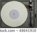 Vintage vinyl turntable with vinyl plate. Listen to music. Top view. 48641916