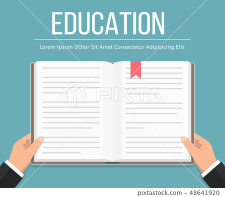 Male hands holding book, flat design, vector eps10 Male hands holding book, flat design, vector eps10 48641920