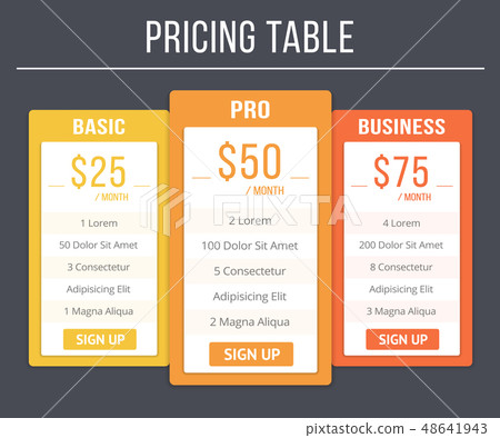 Pricing Table Pricing Table 48641943