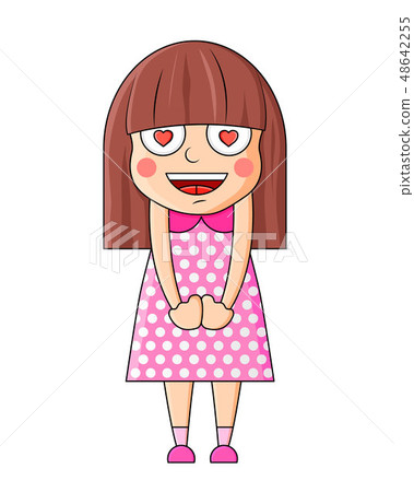 Cute cartoon girl with love in eyes Cute cartoon girl with love in eyes 48642255