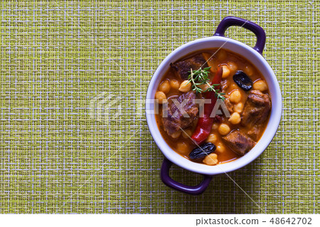 Lamb soup with chickpeas and dates. Moroccan food 48642702