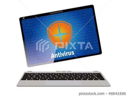 筆記本計算機/片劑的例證有強的安全圖像的|傳染媒介數據 48642886