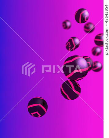 Different sized striped spheres on color gradient 48643954