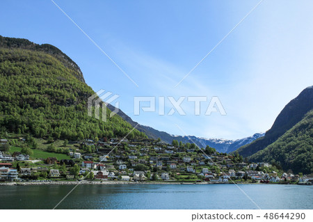 Norwegian Fjord town Aurlands vanden 48644290