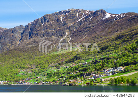 Norwegian Fjord town Aurlands vanden 48644298
