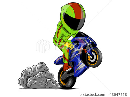 motorcyclist prancing with his bike vector illustration motorcyclist prancing with his bike vector illustration 48647558