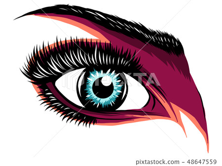 illustration of colorful purple woman s eye illustration of colorful purple woman s eye 48647559