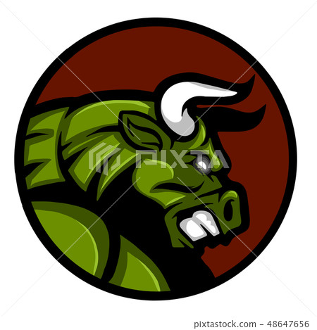 face of an angry and threatening bull 48647656