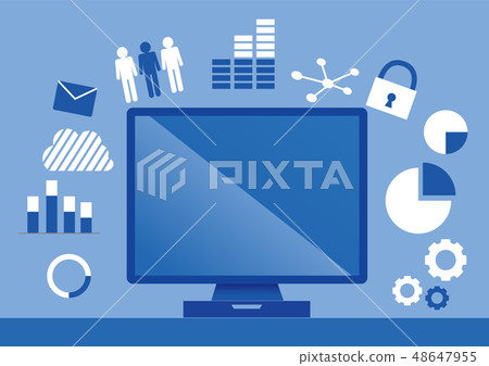 Illustration and Internet image of flat design PC Illustration and Internet image of flat design PC 48647955