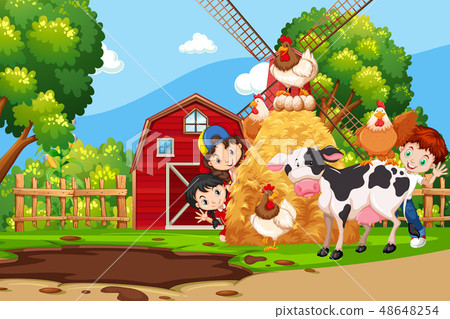Children in the farm Children in the farm 48648254