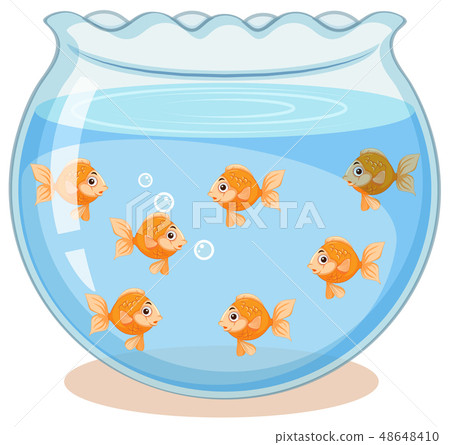 Golden Fish In The Tank Stock Illustration