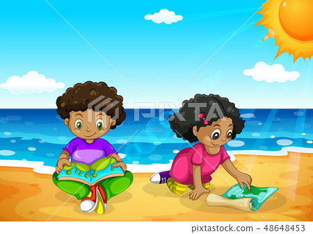 Young african kids at the beach Young african kids at the beach 48648453