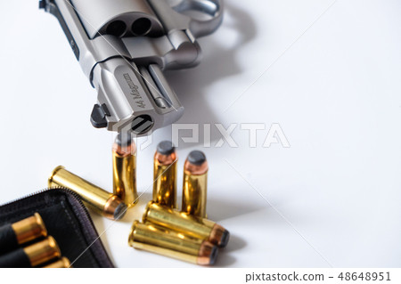 .44 magnum arm with metal bullet in leather bag .44 magnum arm with metal bullet in leather bag 48648951