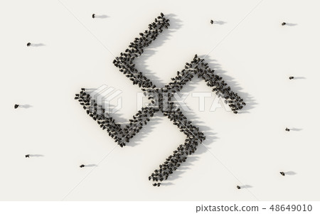 Large group of people forming Nazi symbol in Large group of people forming Nazi symbol in 48649010