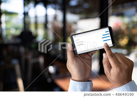 man touch on button instant messaging app on man touch on button instant messaging app on 48649190