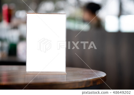 Stand Mock up Menu frame tent card blurred 48649202